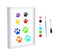 Kit de huellas de manos familiares, recuerdo de manualidades, decoración de marco de madera, decoración personalizada para el hogar para padres nuevos y futuros, incluye 6 colores de pintura y 4 hojas