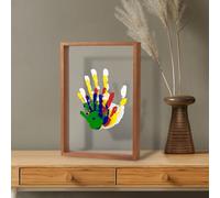 Kit de huellas de manos familiares - Regalos para nuevos padres - Crea un marco de madera duradero de recuerdo de manualidades - Incluye 5 colores de pintura - Hojas transparentes (marrón)