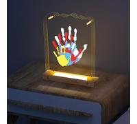 Kit de huellas de manos y huellas de bebé familiar - Regalos personalizados de luz nocturna para bebé, kit de recuerdo de recién nacido, kit de huellas de mano y huella de bebé para nuevos padres,