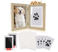 Kit de huellas de mascotas para perros, kit de huellas de manos sin tinta con marco de fotos, 2 almohadillas de tinta para huellas de patas y 4 tarjetas de impresión, kit de huellas de bebé