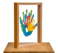 Kit de Huellas Familiares con Marco Incluye Pinturas No Tóxicas-Placas Acrílicas Herramientas para DIY-Perfecto para Baby Shower Nuevas Mamás y Decoración del Hogar-Regalo Emotivo (Madera)