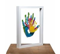 Kit de Huellas Familiares con Marco Incluye Pinturas No Tóxicas-Placas Acrílicas Herramientas para DIY-Perfecto para Baby Shower Nuevas Mamás y Decoración del Hogar-Regalo Emotivo (Blanco)