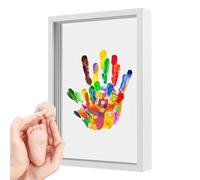 Kit de huellas para niños - táctil, soporte para pantalla de madera | Marco de casting DIY -da -usted con un gancho colgante ideal para padres y abuelos que obras de arte personales