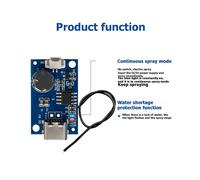Kit de Humidificador DIY 5V USB Nebulizador Ultrasónico Módulo Controlador Nebulizador Humidificador Tipo-C con Sensor de Nivel de Agua