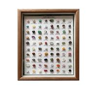 Kit de identificación de minerales: conjunto de presentación de colección de rocas de bruto, surtido de muestras de piedras preciosas naturales, estuche de almacenamiento con marco de madera,