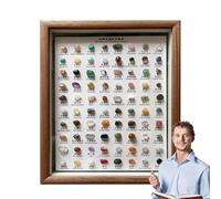 Kit de identificación de minerales: juego de exhibición de colección de de en bruto, muestras de piedras preciosas naturales variadas, estuche organizador con marco de madera, muestra ed