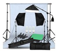 Kit de iluminación de fondo fotográfico con 3 piezas de telón de fondo y trípode