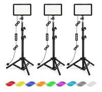 Kit de iluminación de fotografía Regulable 5600 K USB LED Luces de transmisión de Estudio de Video con Soporte de trípode Ajustable y filtros de Color para Mesa/sesión de Video de Fotos