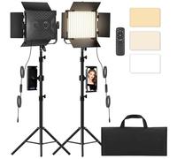 Kit de iluminación de Salida Continua de Video para fotografía, Paquete de 2 Luces LED Bicolor mejoradas para Estudio de Video con Intensidad Regulable de 2500 K ~ 8500 K y Soporte de luz de 79