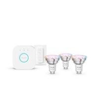 Kit de iluminación inteligente Philips Hue White and Color Ambiance GU10, 3 Bombillas + Regulador + Bridge