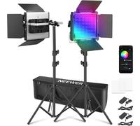Kit de iluminación LED RGB Neewer 660 PRO II de 2 x 50 W, incluye soportes y bolsa de transporte