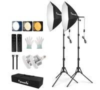 Kit de Iluminación Softbox 20"x20" (2 Unidades) - Luces LED 95W Regulables con Temperatura de Color 3000K-7500K, Equipo Completo de Iluminación para Estudio en Casa, Fotografía y Creación de Contenido