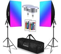 Kit de iluminación Softbox, Zingbabu Photography Kit de iluminación Continua con Soft Box 2x50x70cm | 2X 150W 3200-6000K E27 Bombilla RGB, Equipo de iluminación de Estudio fotográfico