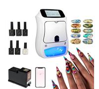 Kit de impresora 3D para uñas, nail printer machine con más de 3000 imágenes | Impresión de uñas con control por aplicación de 4800 ppp, curado UV, pantalla táctil de 5 pulgadas, color blanco
