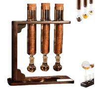 Kit de infusor de sabor a cigarro hecho a mano con tubo de vidrio y base de madera, tapas herméticas para aromaterapia de whisky y ron, exhibición de bricolaje para entusiastas de los puros