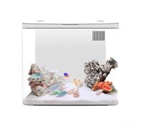 Kit de iniciación de acuario para peces betta pequeños con pecera ecológica de escritorio con luz LED y sistema de filtración multicapa para limpieza y medio ambiente (blanco)