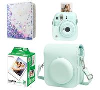 Kit de iniciación de cámara instantánea Mini 12 para Fuji Instax Mini 12 verde menta, incluye mini película instantánea 20 fotos, funda de piel sintética a juego para Instax Mini 12 verde y mini álbum