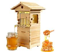 Kit De Iniciación De Colmena, Caja De Abeja Completa Con Ventana De Observación Y Boquilla De Miel, Incluye Casa De Abejas De Carpintero Para Polinizadores De Jardín
