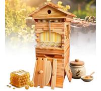 Kit De Iniciación De Colmena, Caja De Abeja Completa Con Ventana De Observación Y Boquilla De Miel, Incluye Casa De Abejas De Carpintero Para Polinizadores De Jardín