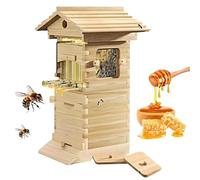 Kit de iniciación de colmena de abejas, 4 marcos de miel autoflorecientes, 6 marcos de cría, ventana de observación, boquilla de miel, caja de apicultura de madera duradera para jardín