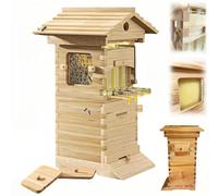 Kit de iniciación de colmena de abejas para principiantes, colmena autofloreciente con marcos de flujo automático, ventana de observación y boquilla de miel para una fácil apicultura en el patio
