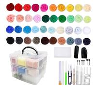 Kit de Iniciación de Fieltro - Set de 40 Colores Punzonado con Lana, Agujas, Herramientas Básicas y Accesorios