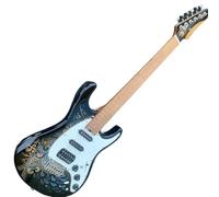 Kit de iniciación de guitarra eléctrica, cuello de arce a la parrilla de carbón con convertidor de cambio y patrón personalizado, madera maciza, pequeña manivela eléctrica
