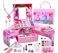 Kit de iniciación de maquillaje real para niños, juguetes de maquillaje para niñas | Kit de belleza cosmética lavable para juguetes de vestir para niñas pequeñas - Juegos de princesas, juegos de maqui