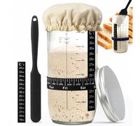 Kit de iniciación de masa madre: Tarro de cristal de 730 ml con banda de alimentación marcada con fecha y aro de silicona para pan.
