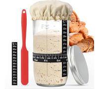 Kit de iniciación de masa madre,tarro de fermentación de 730 ml,recipiente de vidrio para masa madre,con espátula y termómetro, funda de tela y tapa metálica,accesorios para repostería casera