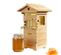 Kit de iniciación de suministros de apicultura, caja de colmena de madera con ventana de observación y boquilla de miel para principiantes en el patio trasero, equipo completo de apicultura