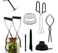 Kit de iniciación de Suministros para conservas, 7 Piezas, Juego de Herramientas de enlatado de Acero Inoxidable, Kit de conservas Multifuncional con Elevador de tarros, Llave de Pinza,