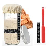 Kit de iniciación para masa madre, frasco de 730 ml, frasco de fermentación, vaso de masa madre, con espátula, termómetro, tapa de tela y tapa metálica, accesorios para repostería casera