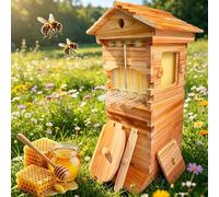 Kit de inicio automático de colmena de abejas, juego completo de caja de apicultura con 4 marcos y 6 bandejas de panal para principiantes, colmena fácil de usar