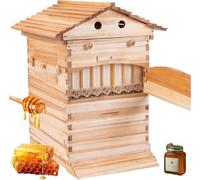Kit De Inicio Automático De Colmena De Flujo Automático, Caja De Madera For Abejas Con 7 Bandejas De Panal, Ventana De Observación For Apicultura Y Polinizadores De Jardín