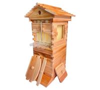 Kit de inicio de colmena con 4 marcos automáticos de miel y 6 marcos de cría, caja completa de madera con ventana de observación y boquilla de miel, sistema de flujo fácil para apicultura en el patio