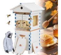 Kit De Inicio De Colmena De Abejas, Colmena De Miel Automática, Caja Completa De Madera For Abejas Con Traje De Apicultor Y Ventana De Observación For Principiantes