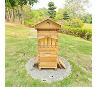 Kit De Inicio De Colmena De Flujo Automático De Miel, Cedro Tratado Con Cera, Con Ventana De Observación Y Grifo De Miel, Incluye 4 Marcos Para Abejas Y 6 Bandejas Para Panales