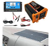 Kit de Inicio de Paneles solares Kit de Panel Solar con inversor y Paneles solares,Inversor de Coche Doble Adaptador de Coche USB Solar batería de Litio móvil al Aire RV Furgoneta k