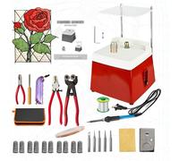 Kit de inicio de vidrieras con máquina amoladora de vidrio, soldador, cinta de lámina de cobre, alambre de soldadura y brocas de 5/8 pulgadas y 1 pulgada para principiantes