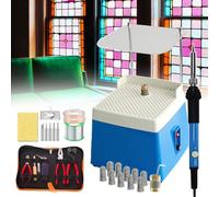 Kit de inicio de vidrieras con máquina amoladora, soldador, cinta de lámina de cobre, alambre de soldadura, manga de dedo, kit completo de herramientas de vidrio para principiantes
