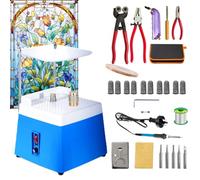 Kit de Inicio de Vidrieras, Juego de Inicio Profesional con Máquina Amoladora Eléctrica y Pistola de Soldadura, Kit de Corte de Vidrio con Puntas de Amoladora de 5/8" y 1"