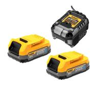Kit de inicio Dewalt XR de 18 V con 2 baterías compactas y cargador Powerstack DCB1102E2