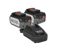 K&S Könner&Söhnen Kit de arranque KS 20 V4-1 DUAL: 2 baterías de 20 V 4 Ah y cargador de 4,5 A para herramientas de batería, cargador nominal tensión de salida 21,5 V, corriente de salida nominal de