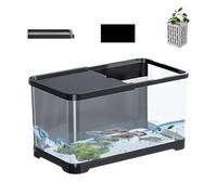 Kit de inicio para acuario de agua salada, tanque de cesta creativa para peces dorados, guppys y camarones | Decoración marina para principiantes, mini hábitat compacto, oficina en casa de fácil diseñ