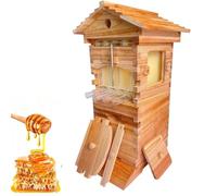 Kit de inicio para colmenas de abejas, colmena de flujo automático, 4 marcos y 6 bandejas de panal, colmena de madera Flow Hive, kit completo para apicultura, apicultura pequeña, polinizadores