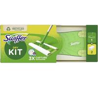 Swiffer - Mopa para Principiantes, 1 mopa + 2 paños Secos, Absorbe 3 Veces más Polvo y pelos y los atrapa - 1 Kit