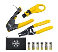Kit de instalación coaxial con conectores F, cortador de cables, herramienta de compresión, pelador, más Klein Tools VDV026-211