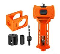 Kit de instalación de cerradura de puerta para puertas de madera, abridor de agujeros ajustable con plantilla guía, juego de brocas de acero al carbono para pestillo de mortaja, bricolaje y uso