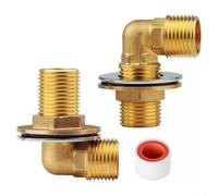 Kit de instalación de juntas de codo en ángulo de 90 grados, adaptadores IPS G1/2 sin plomo de latón 1/2, con tuercas de bloqueo y arandelas de goma, para grifos de fregadero comerciales de montaje en